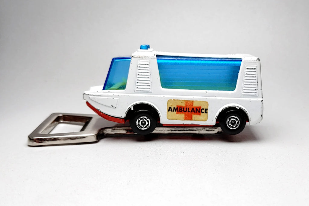 AMBULANCE bottle opener model car toy car from MATCHPLOPZ vintage retro gift birthday present friend man car white