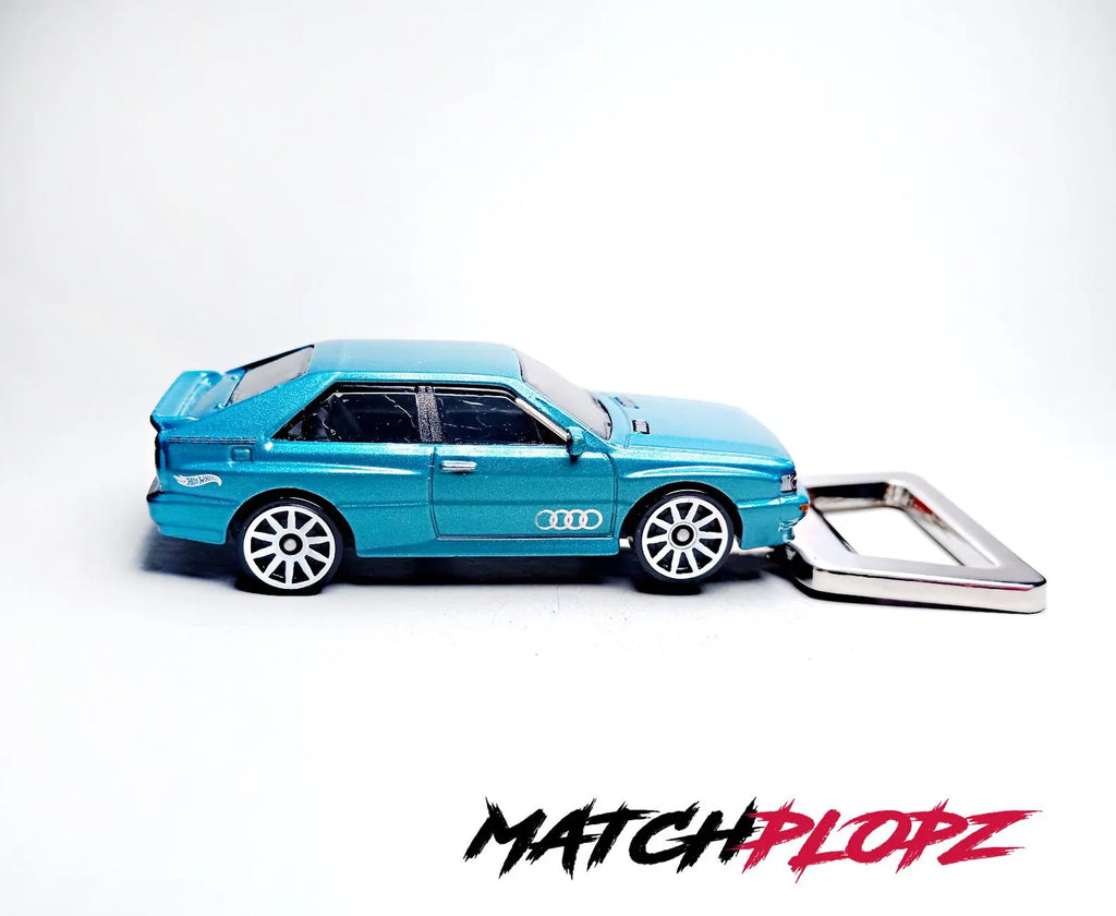 AUDI QUATTRO bottle opener model car toy car by MATCHPLOPZ vintage retro gift birthday present friend man car blue green