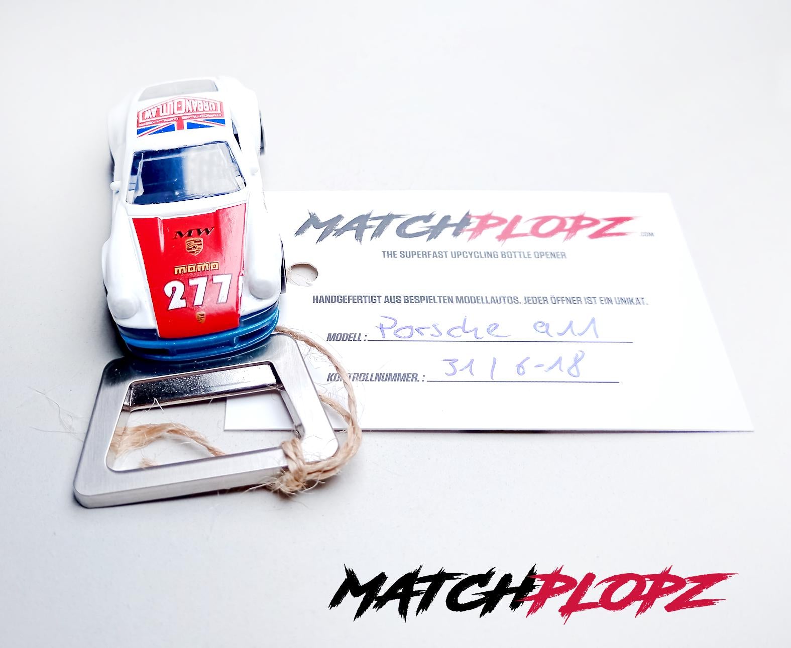 Porsche 911 Urban bottle opener model car toy car by MATCHPLOPZ vintage retro gift birthday man friend car red