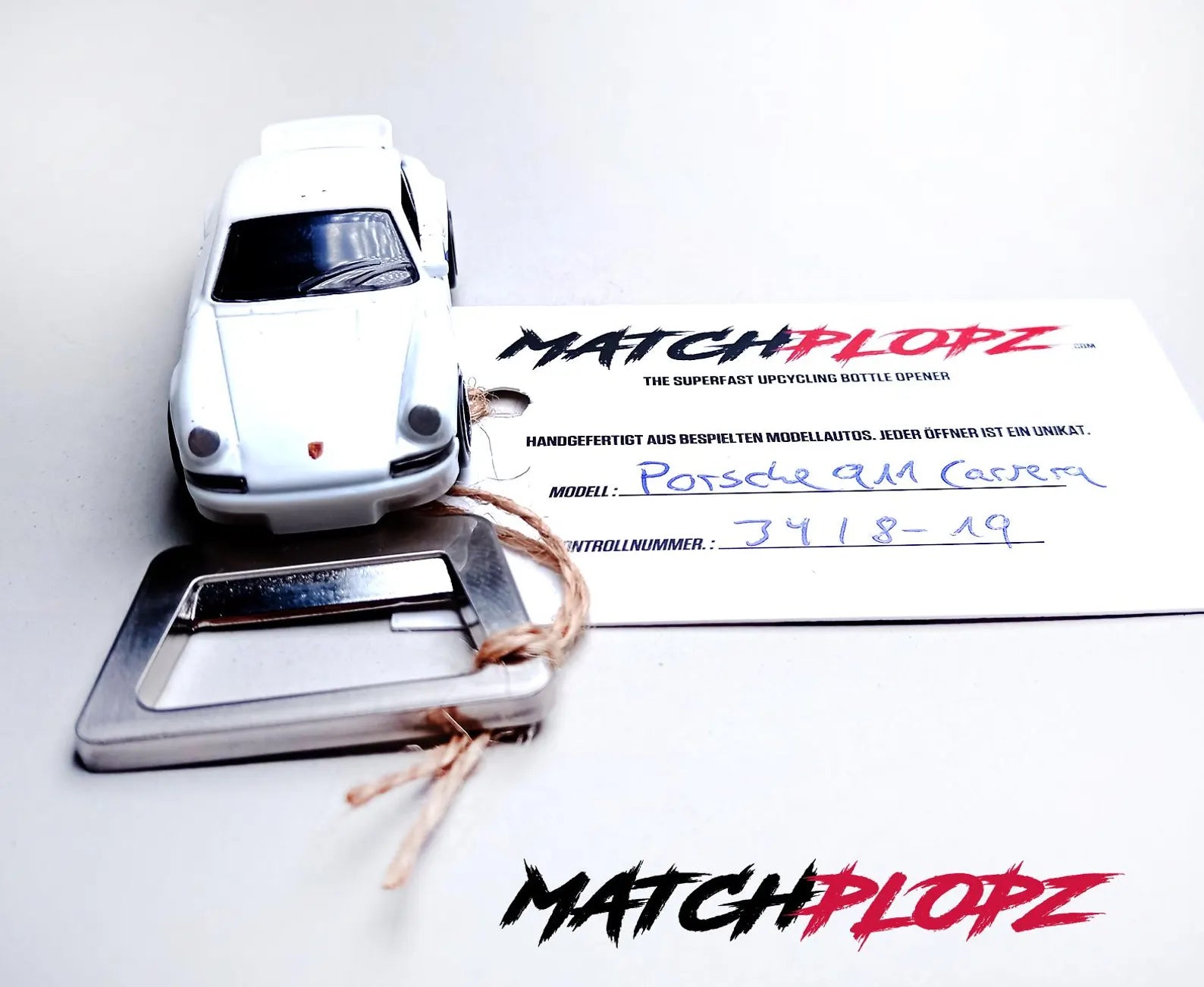 Porsche 911 Carrera bottle opener model car toy car from MATCHPLOPZ car retro gift birthday man friend car white